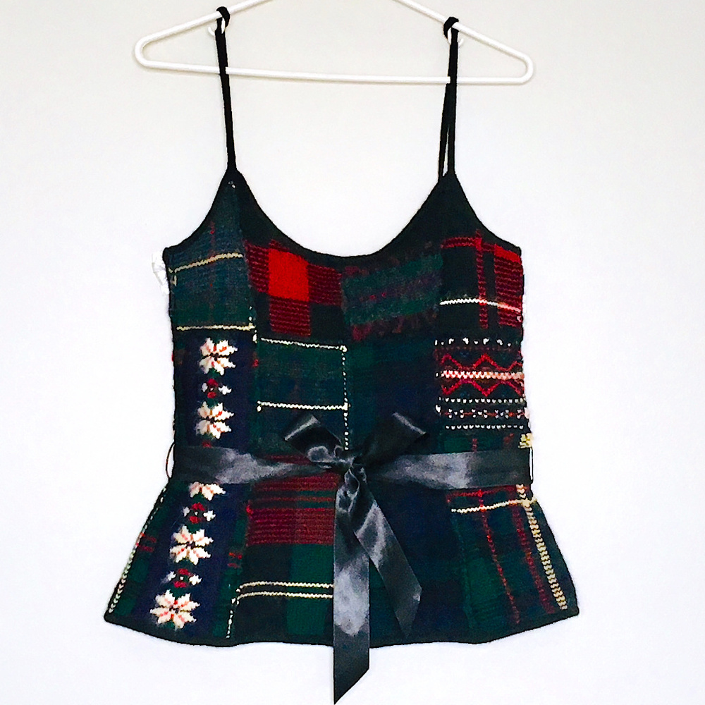 Ralph Lauren Patchwork Mix Knit Cami Sweater Tank